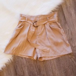 Zara Shorts - Zara | Khaki Paperbag Shorts Zara Shorts - Zara | Khaki Paperbag Shorts